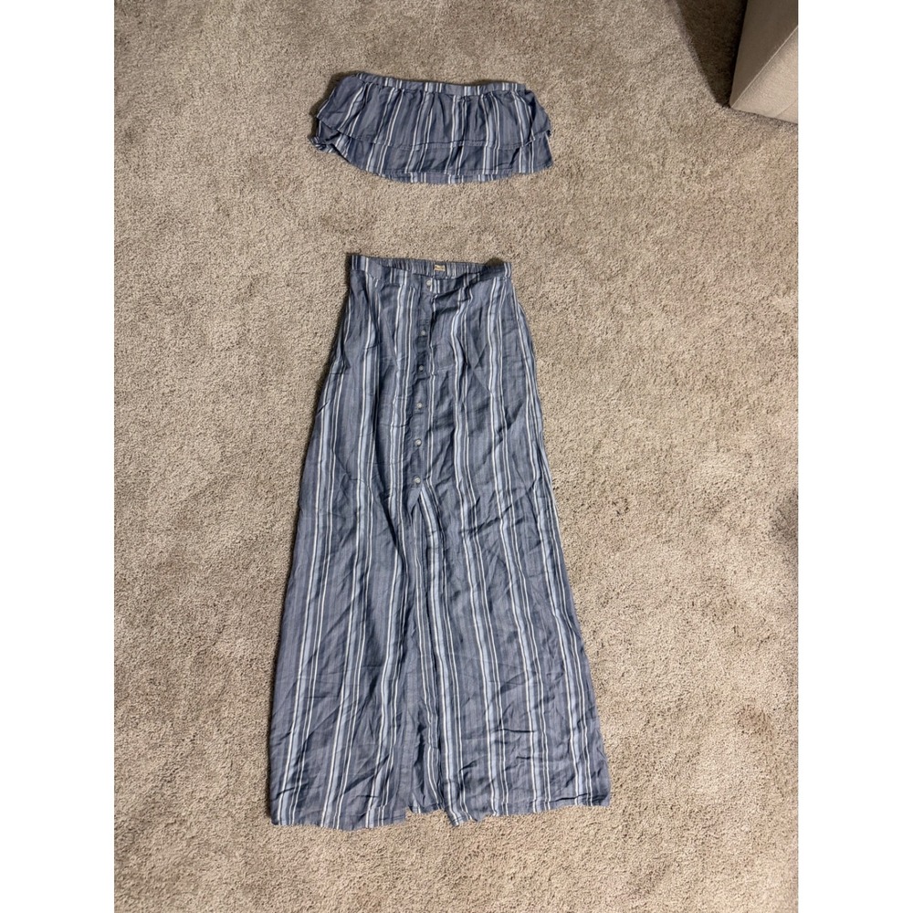 Hollister Blue and White Striped Two-Piece Skirt Set